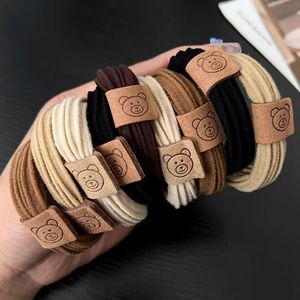 The new simple <b>bear</b> leather case hair ring fashion head rope high elastic rubber band hair rope - Product Image 3