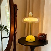 Lampes de table de style français vintage en fer et verre, à commande tactile, à piles, flexibles, à intensité variable, LED, pour salon, chambre à coucher, ambiance luxueuse