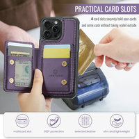 Tendances 2024 Nouveautés JEEHOOD Étui portefeuille pour iPhone 15 Pro Max avec fente pour carte de crédit RFID et portefeuille amovible en PU