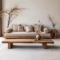 Canapé de style Wabi-sabi, canapé en bois massif personnalisable, meubles de salon, canapé en bois massif moderne haut de gamme