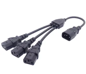IEC C14 to 3x C13 Power Extension Splitter Totally Length 60cm Including Connector Together Length