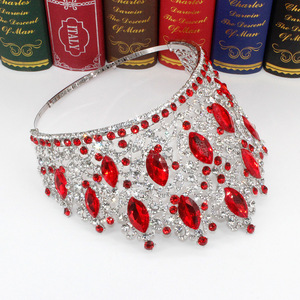 Europe et États-Unis Grande couronne de mariée réglable Couronne de reconstitution historique de beauté pour les reines Couronne complète en cristal jaune baroque - Product Image 3