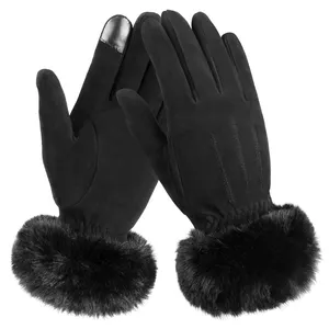 Ozero Fleece Sports Glove Thinsulate Touch Screen Fashion Elegant Autumn Winter Warmer Genuine Leather Dress Gloves Women