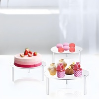 Ensemble de supports à gâteaux ronds en acrylique, directement de l'usine, combinaison de 3 tailles, présentoir à desserts, approvisionnement en gros pour les acheteurs de détail de cafés