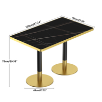 [Stock US] Table à manger moderne de luxe en pierre frittée de 47,24 pouces avec base en acier inoxydable doré, livraison rapide, MOQ 1 pièce