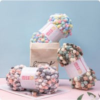1 Rouleau 16S 40m Fil à Pompons Boules de Neige Petites Boules pour DIY Crochet Coussin Tapis Couverture Climatisation Fournitures Artisanat Vêtement