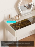 Commode en bois style crème avec tiroirs, coiffeuse intégrée pour chambre, petite table de maquillage, meuble de rangement de chevet de luxe léger