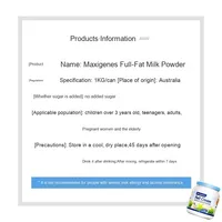 Maxigenes Blue Lait en poudre nutritionnel entier 1kg Sachet en vrac pour adultes bébés santé quotidienne Lait en poudre écrémé