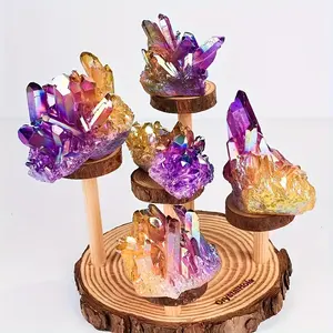 คริสตัลควอตซ์ออร่าสีชมพูและสีเหลืองเคลือบด้วยไฟฟ้า  ชุดคริสตัลควอตซ์ออร่าหลากสี สำหรับของที่ระลึกที่ได้แรงบันดาลใจจากฮวงจุ้ย - Product Image 5