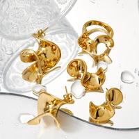 Gaovo – Ensemble de boucles d'oreilles créoles géométriques en acier inoxydable 316 plaqué or 18 carats pour femme, bijoux de mode minimalistes irréguliers pour mariage