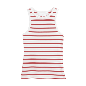Men's New Arrival <b>Striped</b> <b>Tank</b> <b>Tops</b> Sleeveless Vest Breathable Embroidery 100% Cotton - Product Image 1