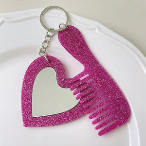 New Arrival <b>Acrylic</b> Makeup <b>Mirror</b> Comb Keychain DIY Bag Charm Accessory Promotional Hair Comb <b>Mirror</b> Durable Eco-Friendly - Product Image 3