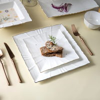 Service de table crocheté en porcelaine, vaisselle de cuisine, assiettes de Restaurant de luxe, allemand portugais et américain, en céramique blanche