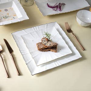 Service de table crocheté en porcelaine, vaisselle de cuisine, assiettes de Restaurant de luxe, allemand <span class=keywords><strong>portugais</strong></span> et américain, en céramique blanche - Product Image 4