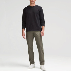 Vêtements de golf professionnels, pantalon droit pour homme en tissu tissé mi-lourd, élasticité, teinture unie, séchage rapide, poche cachée à fermeture éclair, en laine peignée - Product Image 3