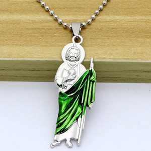 Llavero de San Judas con Esmalte Verde, Santo Patrón Católico de los Casos Desesperados, Regalo de Protección Religiosa - Product Image 4
