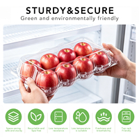 Conteneur transparent en PET pour pommes avec couvercle articulé à compartiments moulés pour 8 pommes fraîches, emballage jetable de qualité alimentaire, vente en gros et au détail