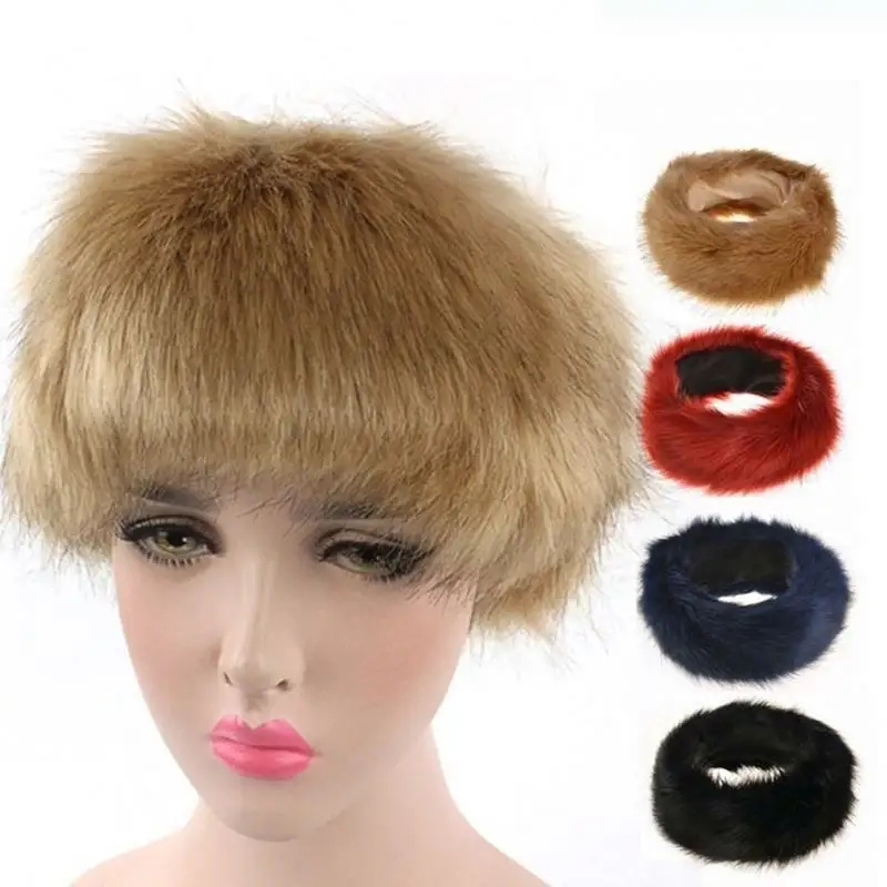 Winter Fur Warm Headband Fox Fur Hat Flap Earmuff Turban Hair Band Hair Accessories Faux Fur Head Warmer Women's Ear Warmer