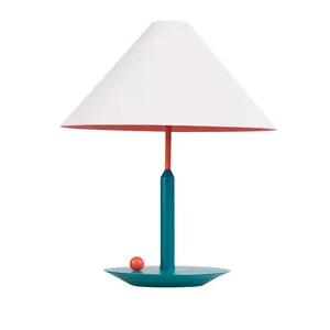 Umbrella-shaped children's room table lamp, simple living room and bedroom LED eye protection contrasting color metal table lamp