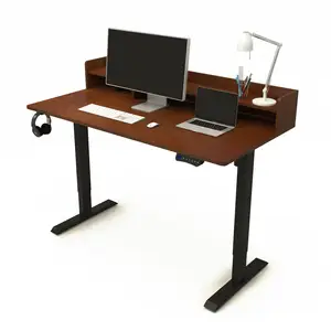 Simple Household Electric Lifting Table Frame Single Motor Office Desk With Teak Color Desktop