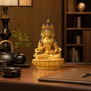 Statua di Vajrasattva in Rame Dorato OEM, Scultura Artigianale di Divinità Buddista Tibetana Placcata Oro per Templi e Santuari, Vendita all'Ingrosso - Product Image 5