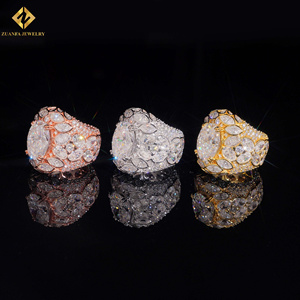 New Design Fashion GRA S925 Oval+Marquise Shape Moissanite 18K Gold Plated Pave Setting Luxury Unisex Hip Hop Jewelry <b>Man</b> <b>Ring</b> - Product Image 6