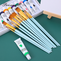Panwenbo Ventes directes du fabricant 10 pinceaux combinés bicolores en laine de nylon à tête mixte Pinceau aquarelle