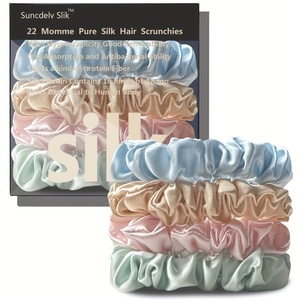 22Momme 100% Moerbei Zijde Elastische Haarbanden Custom Logo Label 2Cm Paardenstaart Houder Met Rubberen Band 100% Zijde Scrunchies - Product Image 4