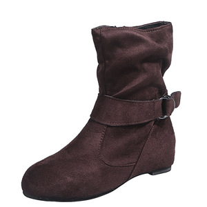 Botas de caballero de tacón plano de caña corta con parte superior de ante estilo europeo americano, superventas transfronterizas para invierno, talla grande para <span class=keywords><strong>mujer</strong></span> - Product Image 5