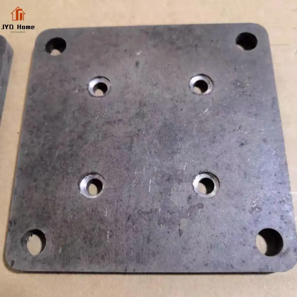 JYD Decorative 4" x 4" Square Steel Post Base Plates With Countersink Screw Hole Weldable Steel Floor Flanges Wholesale