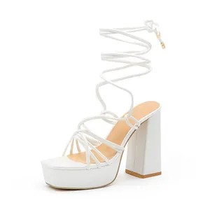 New Summer Fashion Trend White Black Women's Chunky Waterproof Platform Strap High-heeled Sandals