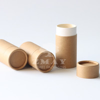Récipient cosmétique vide blanc biodégradable 50g Tube de papier ordinaire naturel Push up pour emballage de bâton déodorant et de baume à lèvres