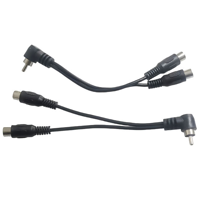 Right-Angle RCA Adapter Plug Y-Splitter PVC Microphone Monitor Power Cables Elbow Cord for Heated Visor Snowmobiles Helmet Face