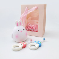 Brosse à dents pour bébé Cadeau Pack Cartoon Rabbit Toddler Kids Brosse à dents avec caoutchouc cartoon doll night light