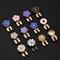 Bouton décoratif en métal de luxe avec fleurs, perles, papillons, strass et perles pour vêtements féminins