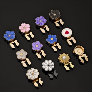 Luxury Floral Pearl Flower Butterfly <b>Button</b> Clip Metal Decorative <b>Button</b> Cover With Rhinestones And Pearls For Women Clothing - Product Image 2