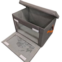 Boîte de rangement pliable en tissu Oxford à 3 couches grande capacité avec fenêtre transparente latérale, organisateur de vêtements lavable