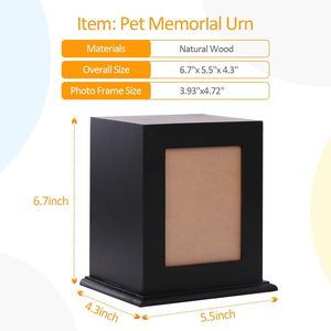 Pet Wood Memorial <strong>Urn</strong> for Ashes Photo Frame Keepsake Box for <strong>Cats</strong> Dogs Caskets for Pets - Product Image 4
