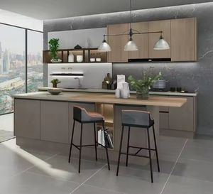 Cuisine moderne complète sur mesure, structure en MDF, porte en verre laqué, robinet inclus, accessoires pour maisons et villas - Product Image 1