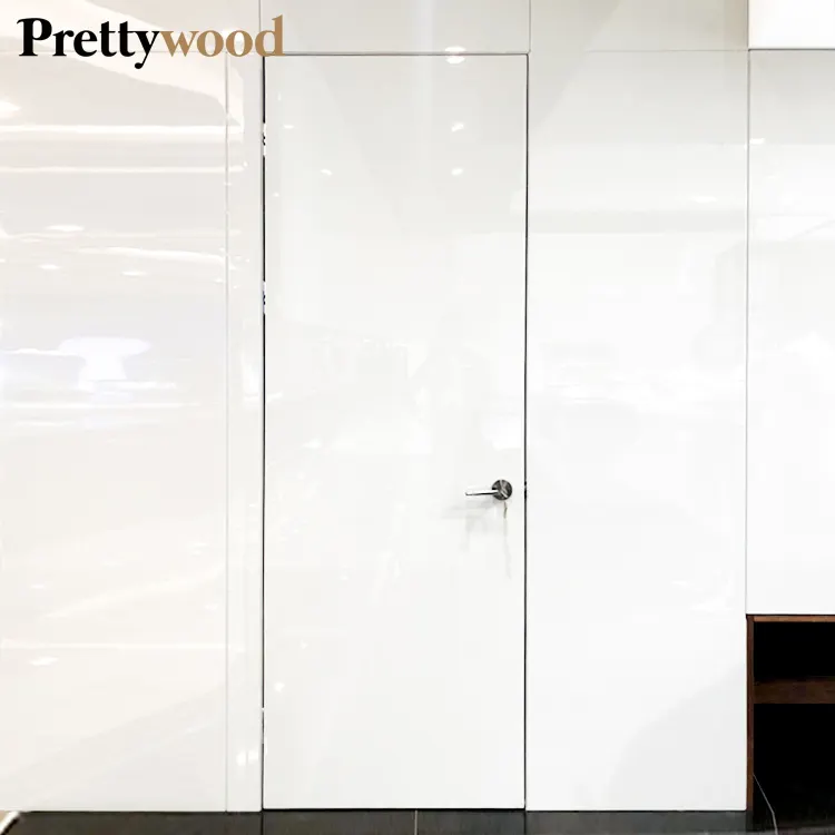 Prettywood Latest Design Wooden Hidden Wall Doors Designs Invisible Door Modern Interior Bedroom Flush Frameless Door