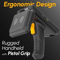 Escáner de Código de Barras Android 12 Rayoungtek, Lector RFID UHF, Computadora Móvil Inalámbrica 4G, Compatible con Zebra SE4710 Impinj E710, Negro/Naranja