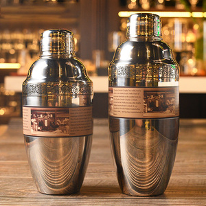 Cocteleras Boston de Acero Inoxidable 304 con Grabado, Mezclador Americano con Patrón de Chevron <span class=keywords><strong>Chaplin</strong></span> para Bar - Product Image 5