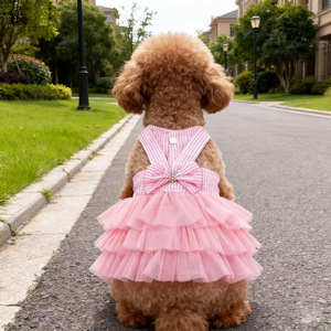 Wholesale Classic Lightweight Polyester Dog & Cat Clothes for <b>Small</b> Dogs <b>Teddy</b> Bichon Mesh Strap Dress - Product Image 1