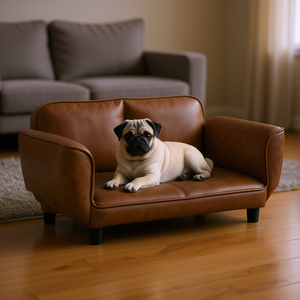 Canapé-lit pour chien en cuir PU 39 x 21,75 x 17,75 marron pliable pour chats et chiens - Product Image 2