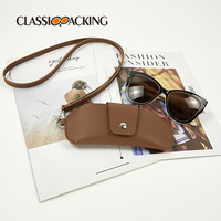 Mode PVC Double face lunettes de soleil housse de protection Portable en cuir suspendu cou étui à lunettes Anti-perte lunettes sac pochette