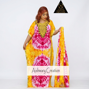 Kaftan islamique en dentelle artisanale, tie-dye, en rayonne respirante, robe longue pour femmes - Product Image 4