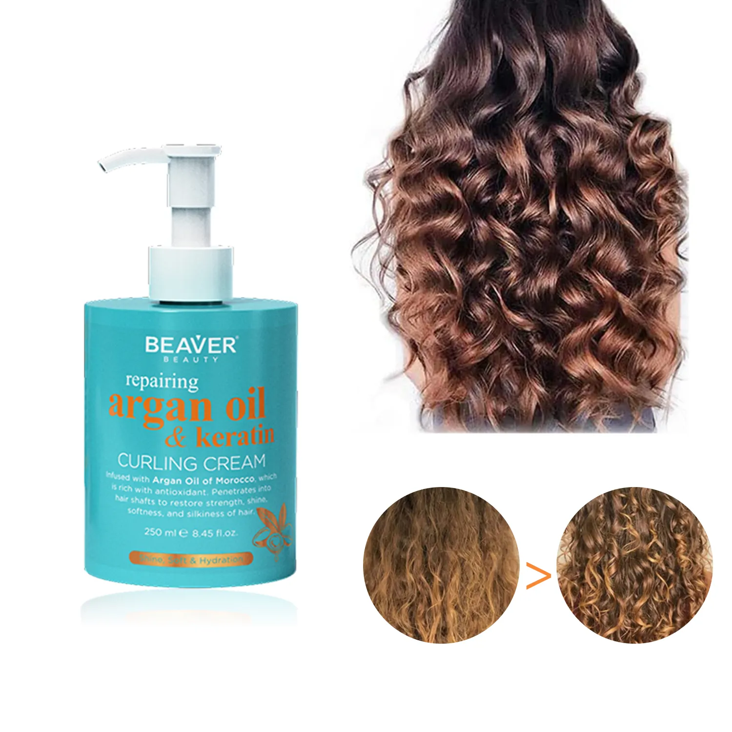 BEAVER Custom Organic Gel Wax Hair Curling Cream Moisture Defining Curl Cream per capelli naturali