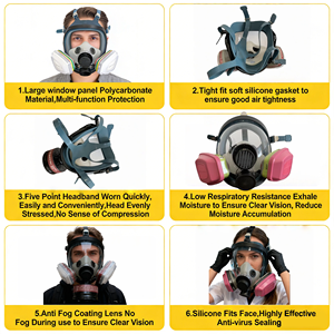 <span class=keywords><strong>Masque</strong></span> <span class=keywords><strong>respiratoire</strong></span> complet pour vapeurs organiques, <span class=keywords><strong>masque</strong></span> à gaz, protection contre la peinture en aérosol, le formaldéhyde et la poussière, cartouches de charbon actif réutilisables - Product Image 5
