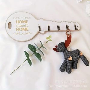 Home Sweet Home Key Shape Wall <b>Hook</b> 32cm Wooden Keychain Holder For Bedroom Living Room Storage - Product Image 3