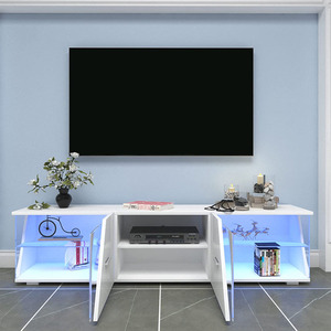 Mobile <span class=keywords><strong>TV</strong></span> <span class=keywords><strong>con</strong></span> <span class=keywords><strong>LED</strong></span> dal Design Moderno, <span class=keywords><strong>Pannello</strong></span> <span class=keywords><strong>Porta</strong></span> Asimmetrico e Irregolare, Espositore Personalizzato - Product Image 4